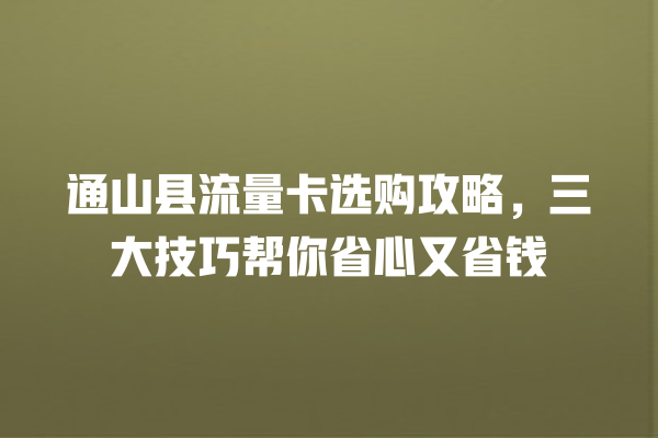 通山县流量卡选购攻略，三大技巧帮你省心又省钱