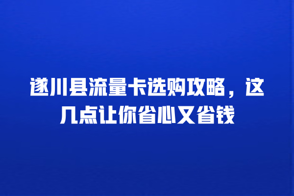 遂川县流量卡选购攻略，这几点让你省心又省钱