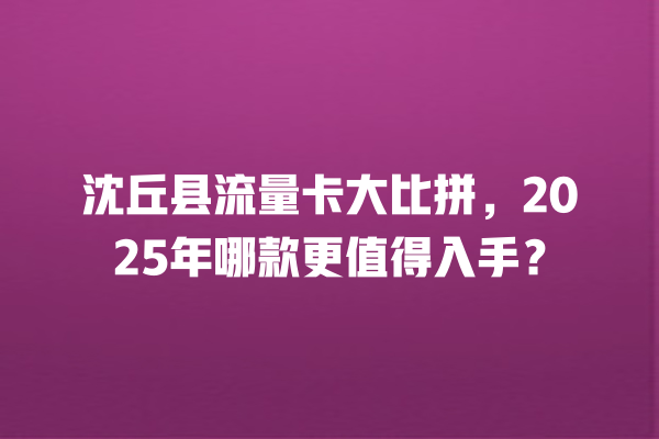 沈丘县流量卡大比拼，2025年哪款更值得入手？