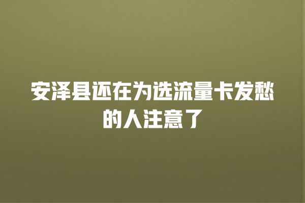 安泽县还在为选流量卡发愁的人注意了