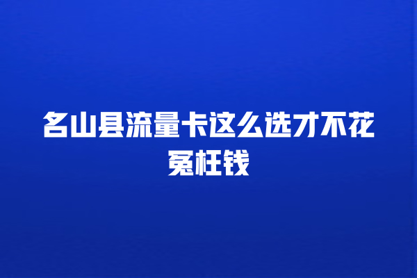 名山县流量卡这么选才不花冤枉钱