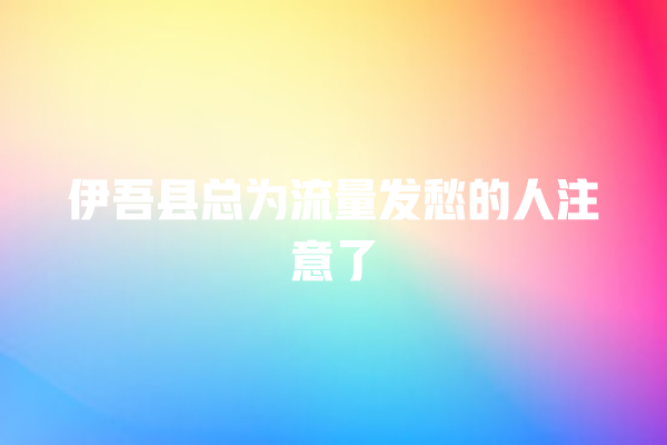 伊吾县总为流量发愁的人注意了