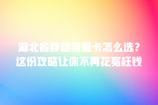 湖北省移动流量卡怎么选？这份攻略让你不再花冤枉钱