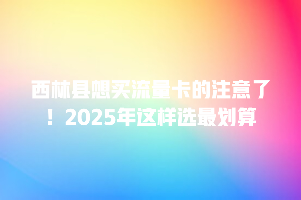 西林县想买流量卡的注意了！2025年这样选最划算