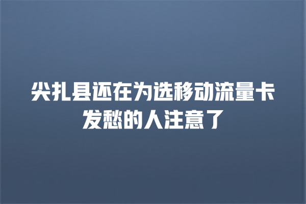 尖扎县还在为选移动流量卡发愁的人注意了