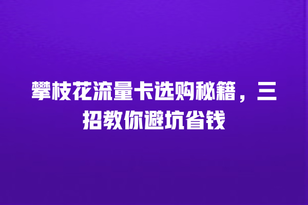 攀枝花流量卡选购秘籍，三招教你避坑省钱