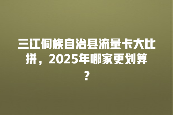 三江侗族自治县流量卡大比拼，2025年哪家更划算？