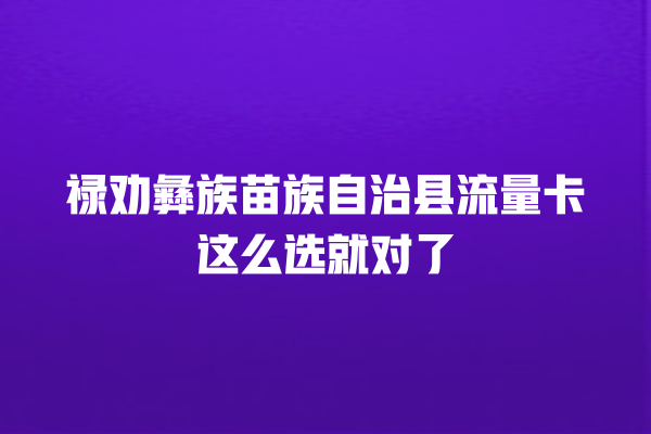 禄劝彝族苗族自治县流量卡这么选就对了
