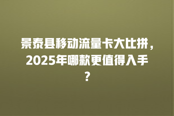 景泰县移动流量卡大比拼，2025年哪款更值得入手？