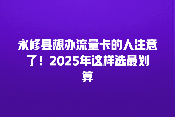 永修县想办流量卡的人注意了!2025年这样选最划算
