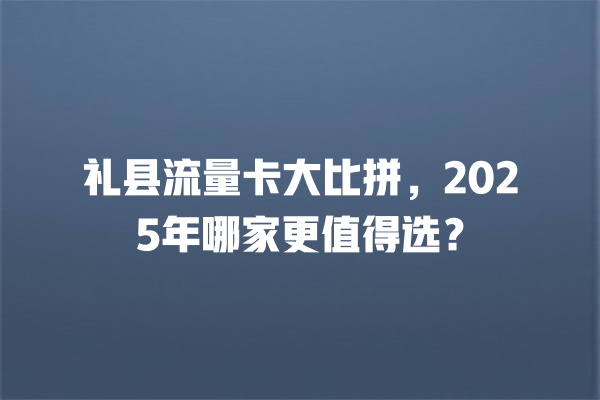 礼县流量卡大比拼，2025年哪家更值得选？