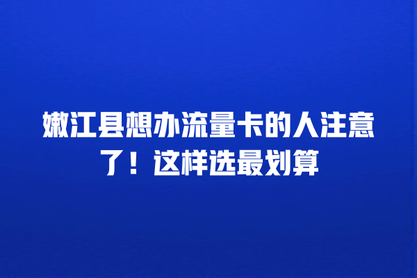 嫩江县想办流量卡的人注意了！这样选最划算