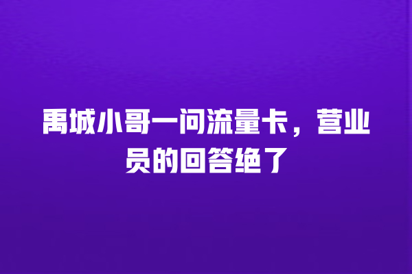 禹城小哥一问流量卡，营业员的回答绝了