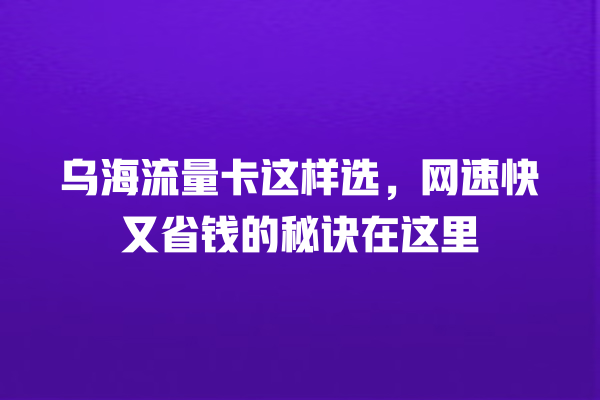 乌海流量卡这样选，网速快又省钱的秘诀在这里