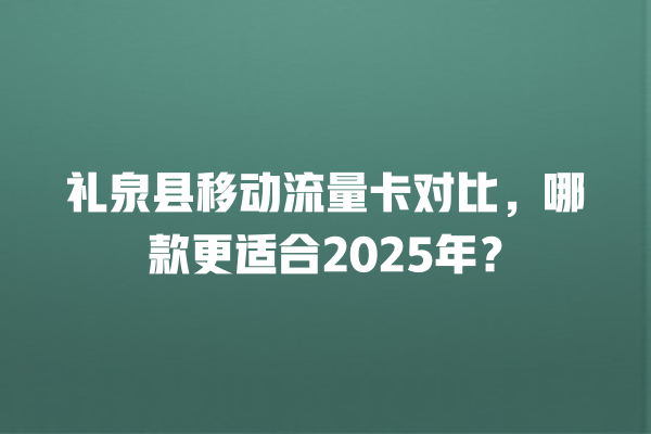 礼泉县移动流量卡对比，哪款更适合2025年？