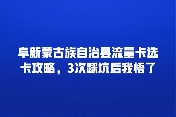 阜新蒙古族自治县流量卡选卡攻略，3次踩坑后我悟了