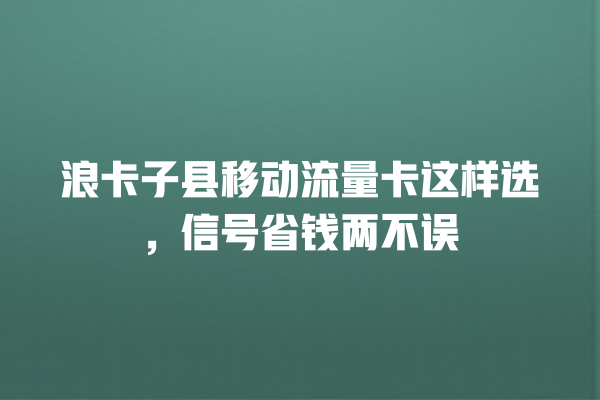 浪卡子县移动流量卡这样选，信号省钱两不误