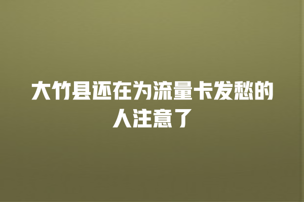 大竹县还在为流量卡发愁的人注意了