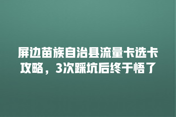 屏边苗族自治县流量卡选卡攻略，3次踩坑后终于悟了