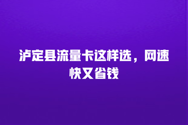 泸定县流量卡这样选，网速快又省钱