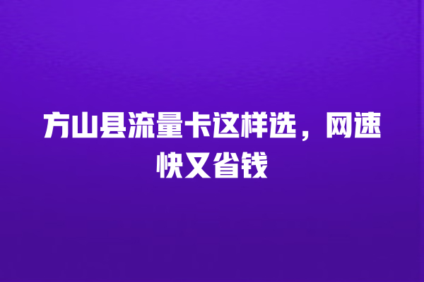 方山县流量卡这样选，网速快又省钱