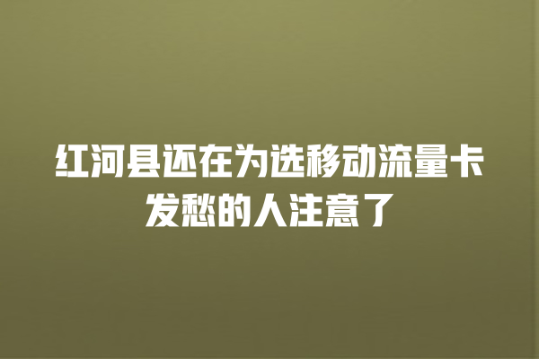 红河县还在为选移动流量卡发愁的人注意了