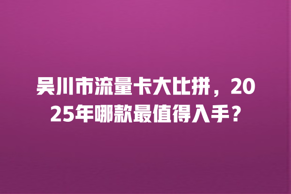 吴川市流量卡大比拼，2025年哪款最值得入手？