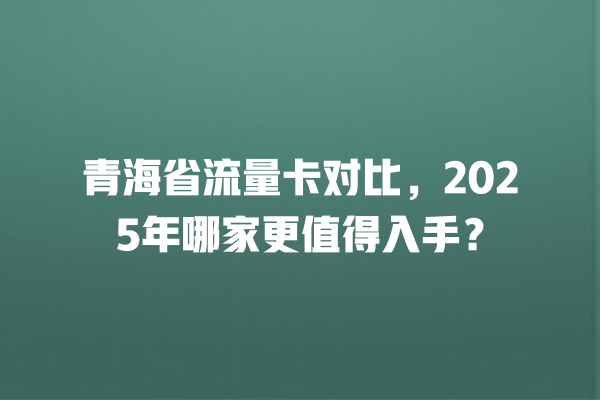 青海省流量卡对比，2025年哪家更值得入手？