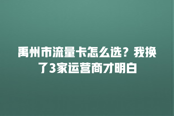 禹州市流量卡怎么选？我换了3家运营商才明白