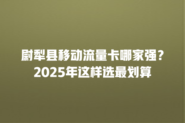 尉犁县移动流量卡哪家强？2025年这样选最划算