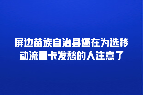 屏边苗族自治县还在为选移动流量卡发愁的人注意了
