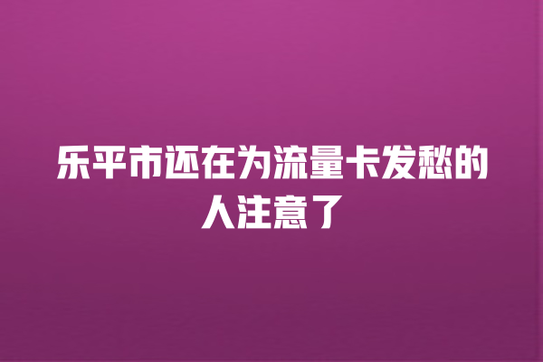 乐平市还在为流量卡发愁的人注意了