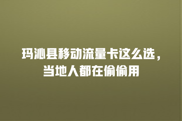 玛沁县移动流量卡这么选，当地人都在偷偷用
