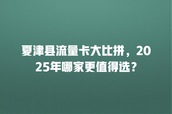 夏津县流量卡大比拼，2025年哪家更值得选？