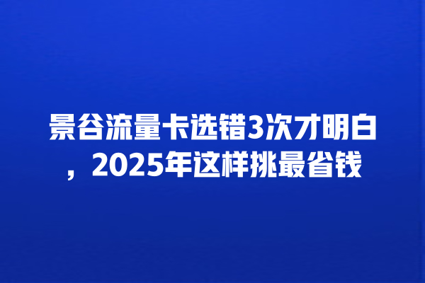 景谷流量卡选错3次才明白，2025年这样挑最省钱