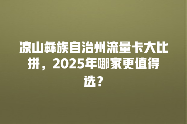 凉山彝族自治州流量卡大比拼，2025年哪家更值得选？