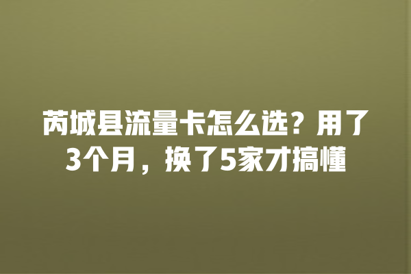 芮城县流量卡怎么选？用了3个月，换了5家才搞懂