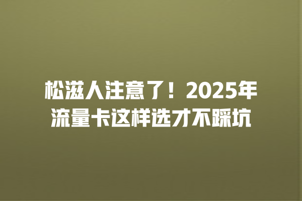 松滋人注意了！2025年流量卡这样选才不踩坑
