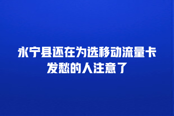 永宁县还在为选移动流量卡发愁的人注意了