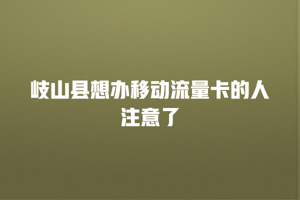 岐山县想办移动流量卡的人注意了