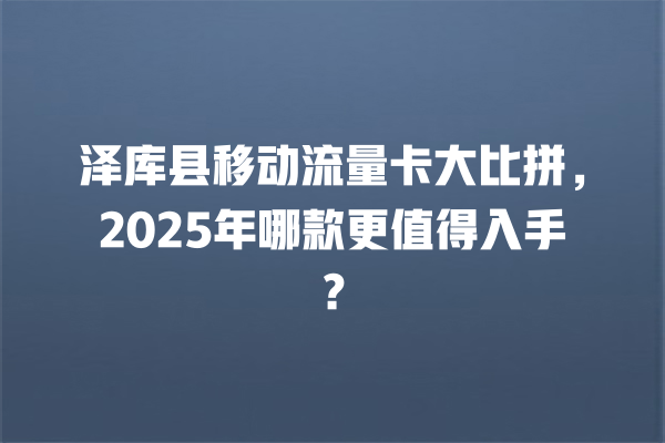 泽库县移动流量卡大比拼，2025年哪款更值得入手？