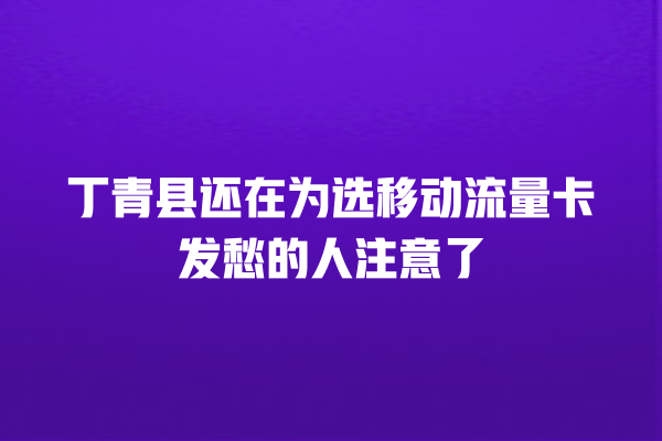 丁青县还在为选移动流量卡发愁的人注意了