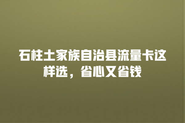 石柱土家族自治县流量卡这样选，省心又省钱
