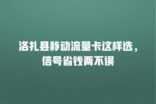 洛扎县移动流量卡这样选，信号省钱两不误