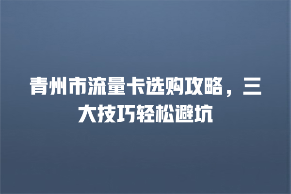 青州市流量卡选购攻略，三大技巧轻松避坑