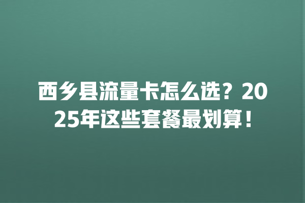 西乡县流量卡怎么选？2025年这些套餐最划算！