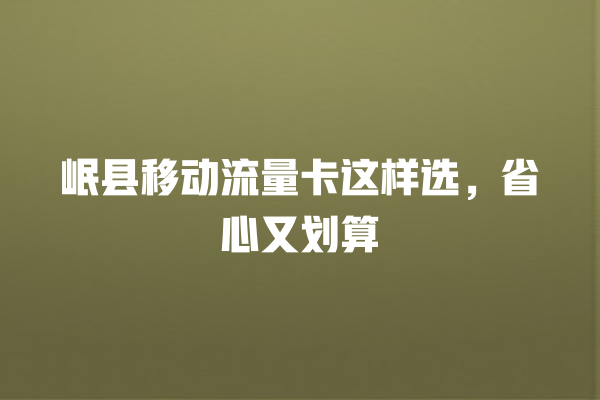 岷县移动流量卡这样选，省心又划算
