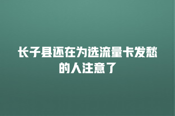长子县还在为选流量卡发愁的人注意了
