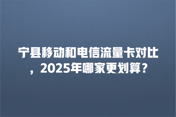 宁县移动和电信流量卡对比，2025年哪家更划算？