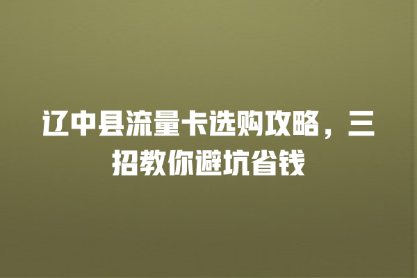 辽中县流量卡选购攻略，三招教你避坑省钱